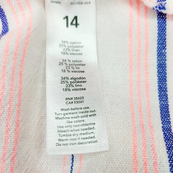 Carter's Kid Size 14 Woven Summer Tank Top Pink Blue Sleeveless Summer Cute Fun - Picture 7 of 10